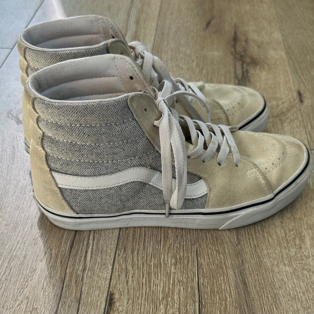 Vans Cream and Gray High-Top Sneakers - Picture 9 of 12